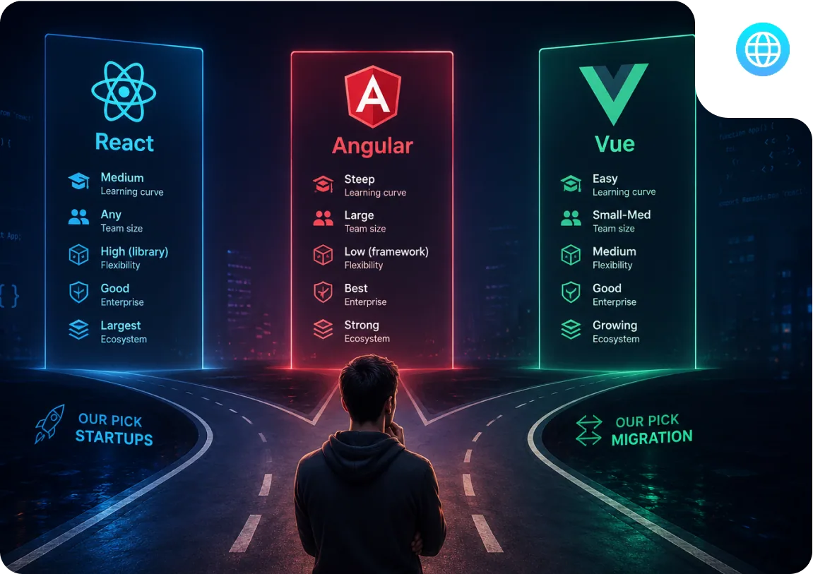 React vs Angular vs Vue 2026